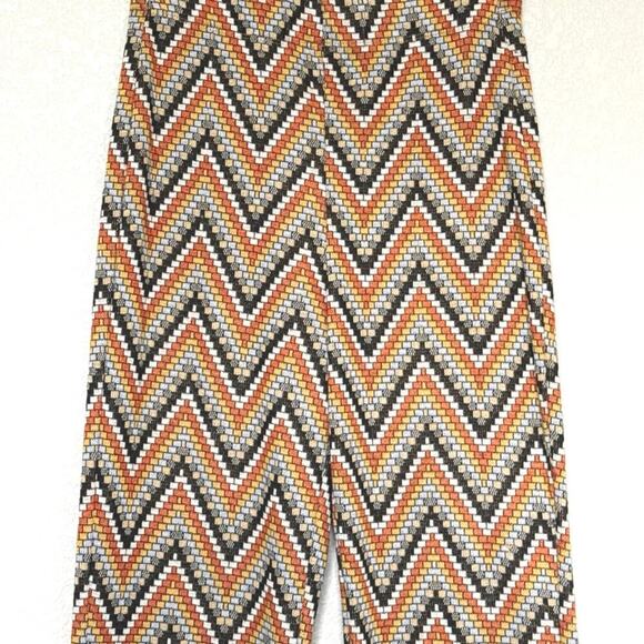 Urban Outfitters Bryn Pull-On Flare Pant in Orange Zigzag Womens Size Small - Picture 7 of 10